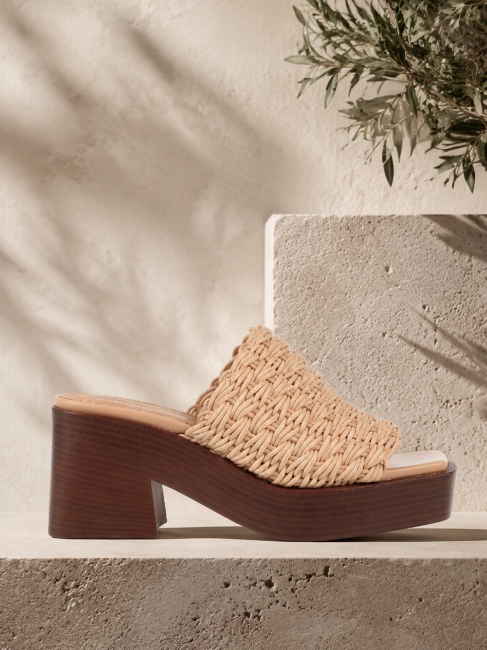 TOD’S Beige Woven Leather Platform Slide Sandals US 11 EU 41 Luxury Italy
